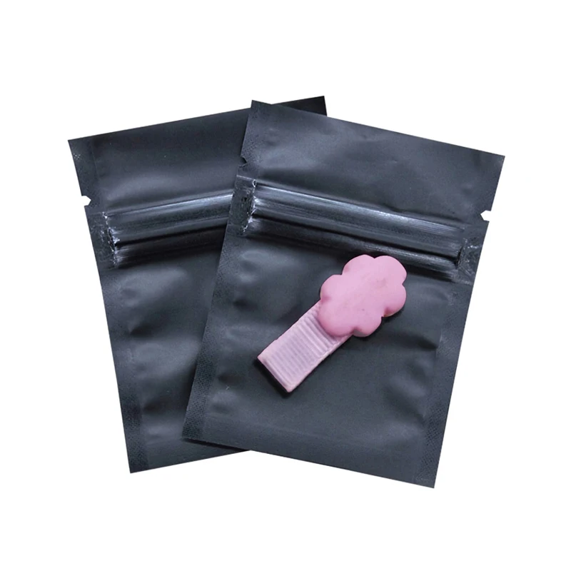 100pcs 6x8cm Matte Black Pink White Smell Proof Herb Powder Flat Pouches Gift Bags Small Aluminum Foil Zip Lock Plastic Bags