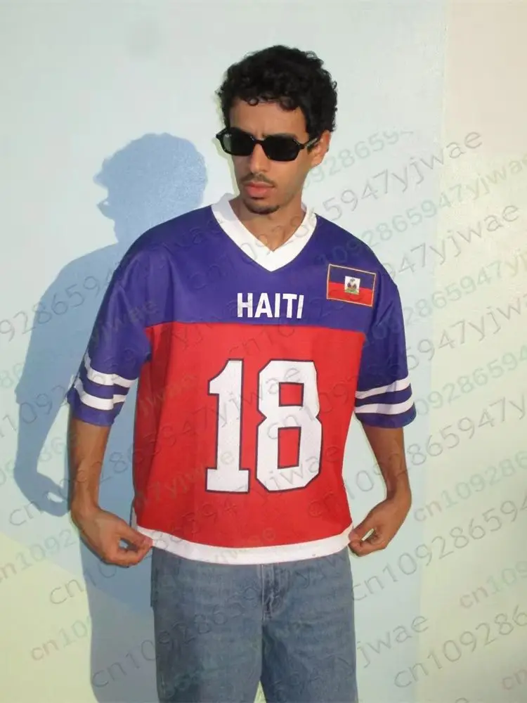 Haiti 1804 Oversized Football Jersey Men'S Fashion Street Wear