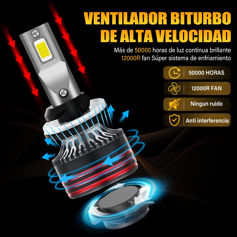PAMPSEE H7 H4 H11 Canbus Bulb Led Lamp CSP 3570 High Power Car Headlight HB3 HB4 9005 9006 H1 Fog Light 240W 60000LM 6000K M8Pro