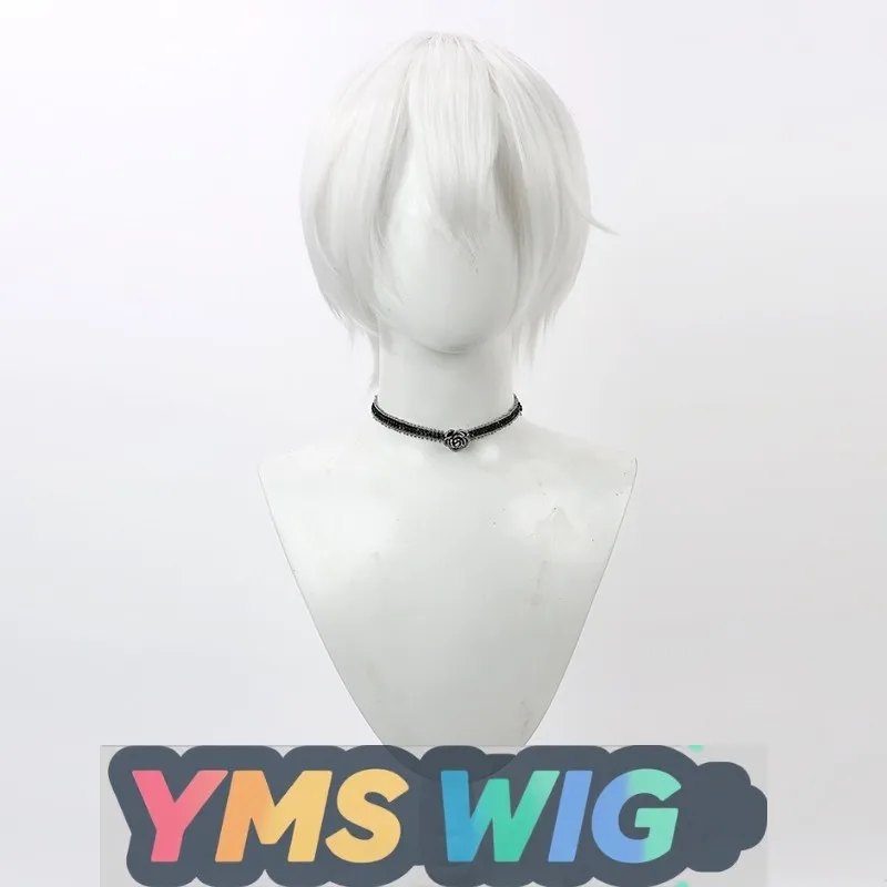 【YMS WIG】에너지 넘치는 소녀 운명의 신 바웨이 코스프레 가발 현실적인 두피 화이트 숏 헤어 재고 있음