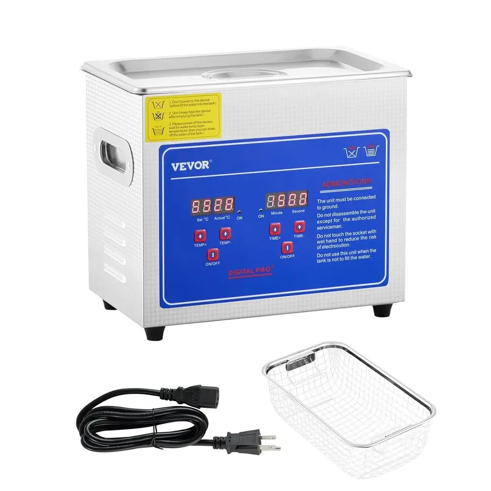 

Heated Ultrasonic Cleaner with Digital Timer, Stainless Steel Tank for Cleaning Jewelry, Electronics, and Small Parts