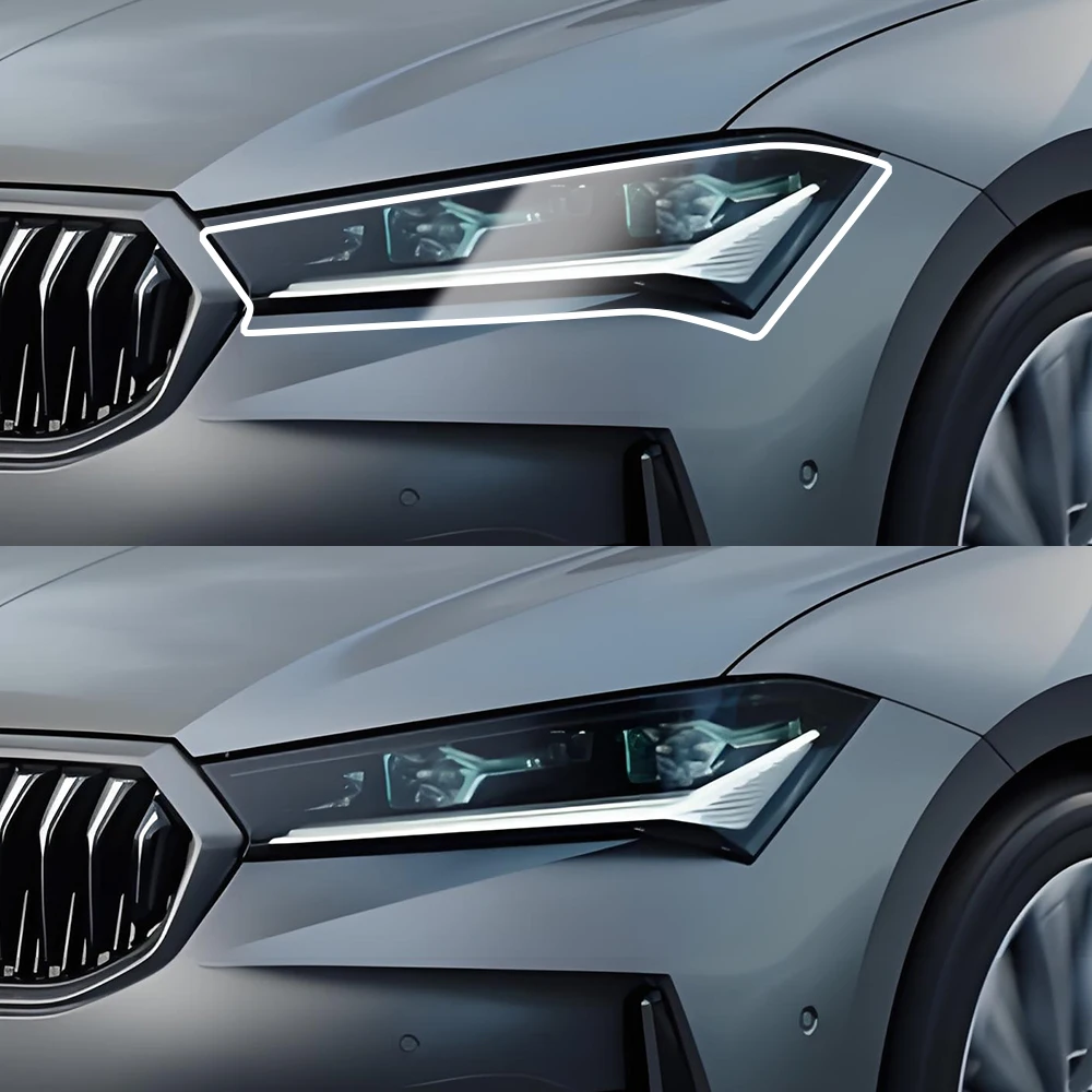 

Anti-Scratch TPU PPF Headlight Cover for Skoda Superb MK4 2026-2026 High Gloss Smoke Black Pre-Cut Vinyl Wrap Protection Film