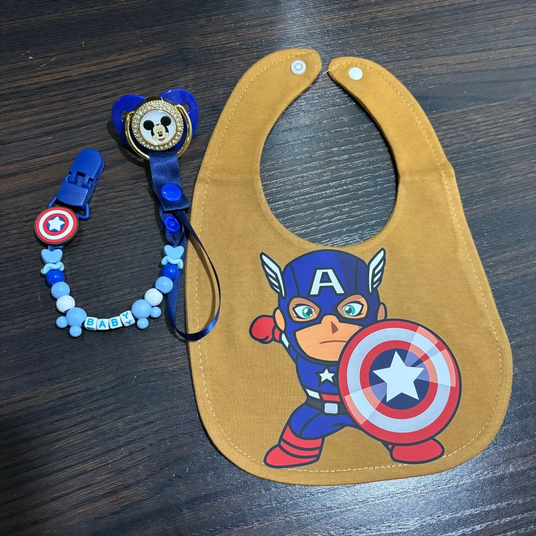 

Kawaii newborn chewing nipple & baby pacifier holder Newborn bib Silicone baby pacifier Baby photography set