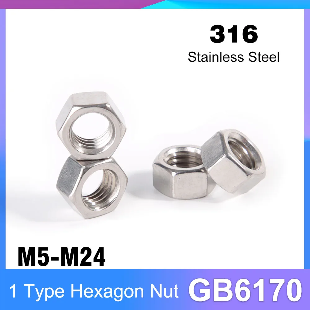 M5 M6 M8 M10 M12 M14 M16 M18 M20 M24 A4-80 316 Stainless Steel Hex Hexagon Nut GB6170