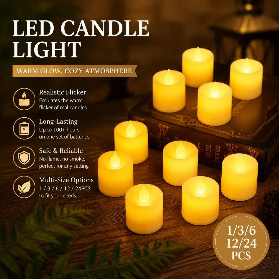 Battery Powered LED Candles Light Switch Simulation Flame Flickering for Couple Confess Their Love Wedding Christmas Home Decor
