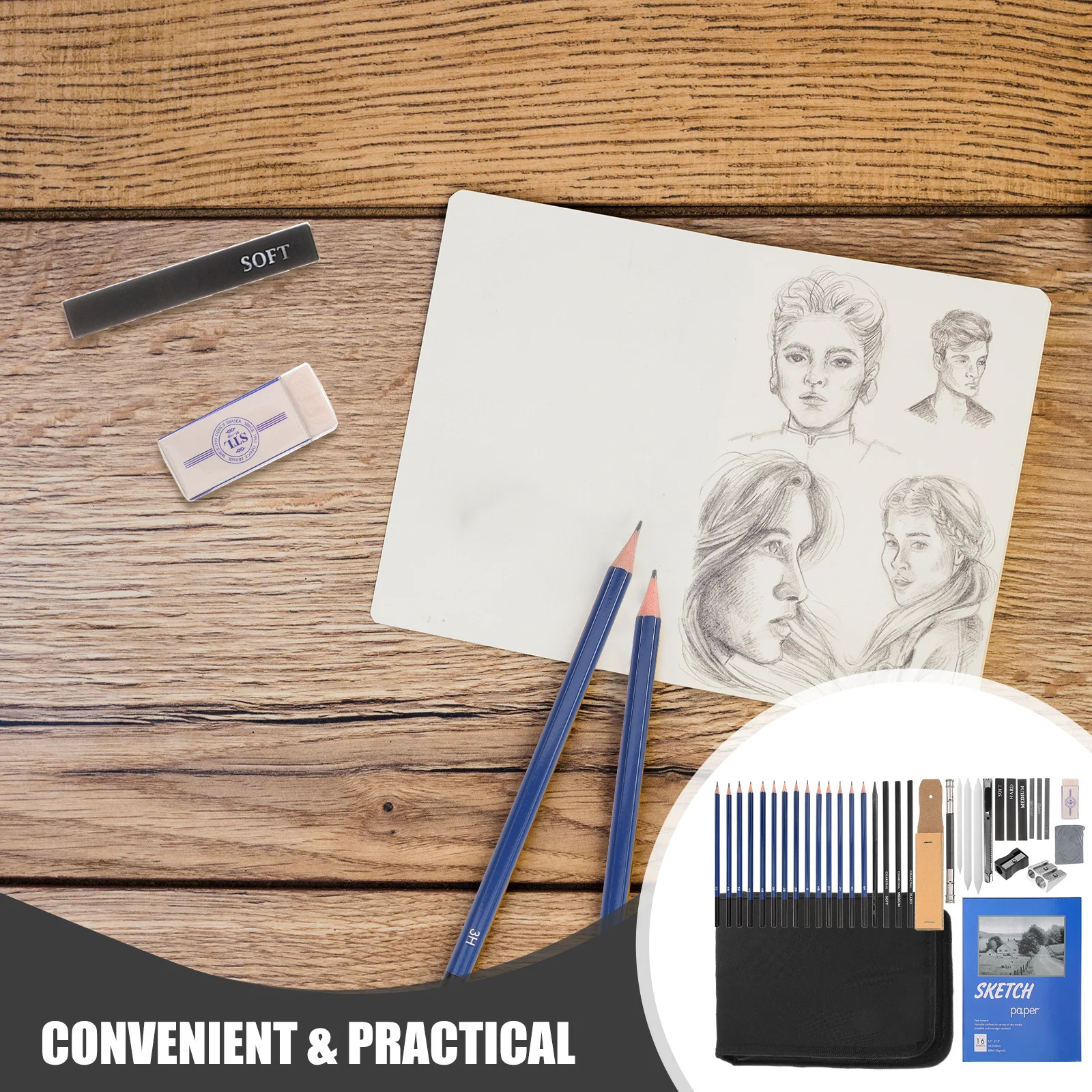 

1Set Sketching Kit Premium Art Supplies Drawing Pencils for Sketching Painting Drawing Tool Suitable for Home School Office