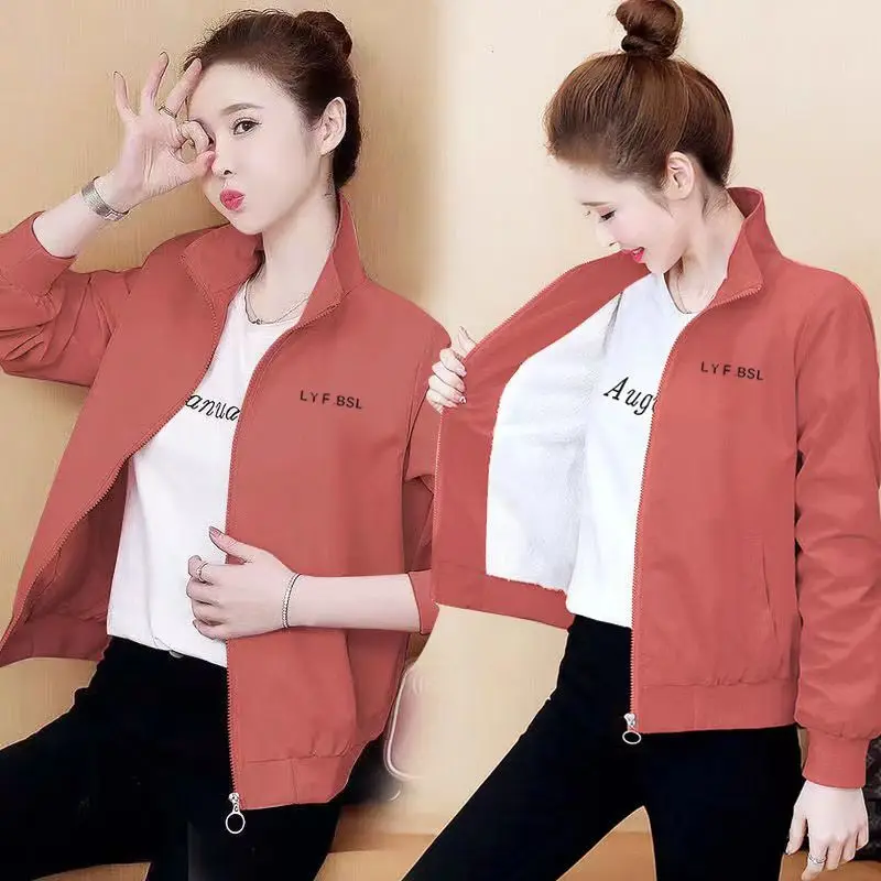 

Add Velvet Without /Short Coat 2025 Spring Autumn Women's New Windbreaker Jacket Korean Collar Female Trench Coat Loose Overwear