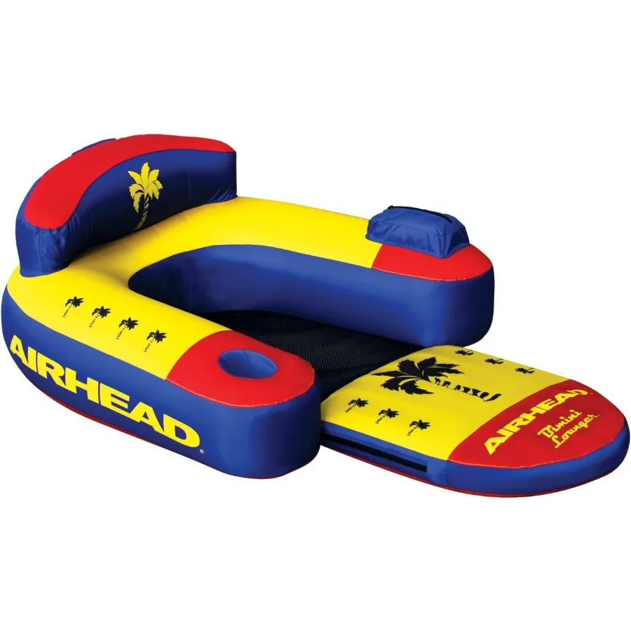 

Bimini Lounger II 1 Person Pool Float with Drink Holder Zip Storage Pocket Blue Lightwght Durable UV Resistant Design for Summe