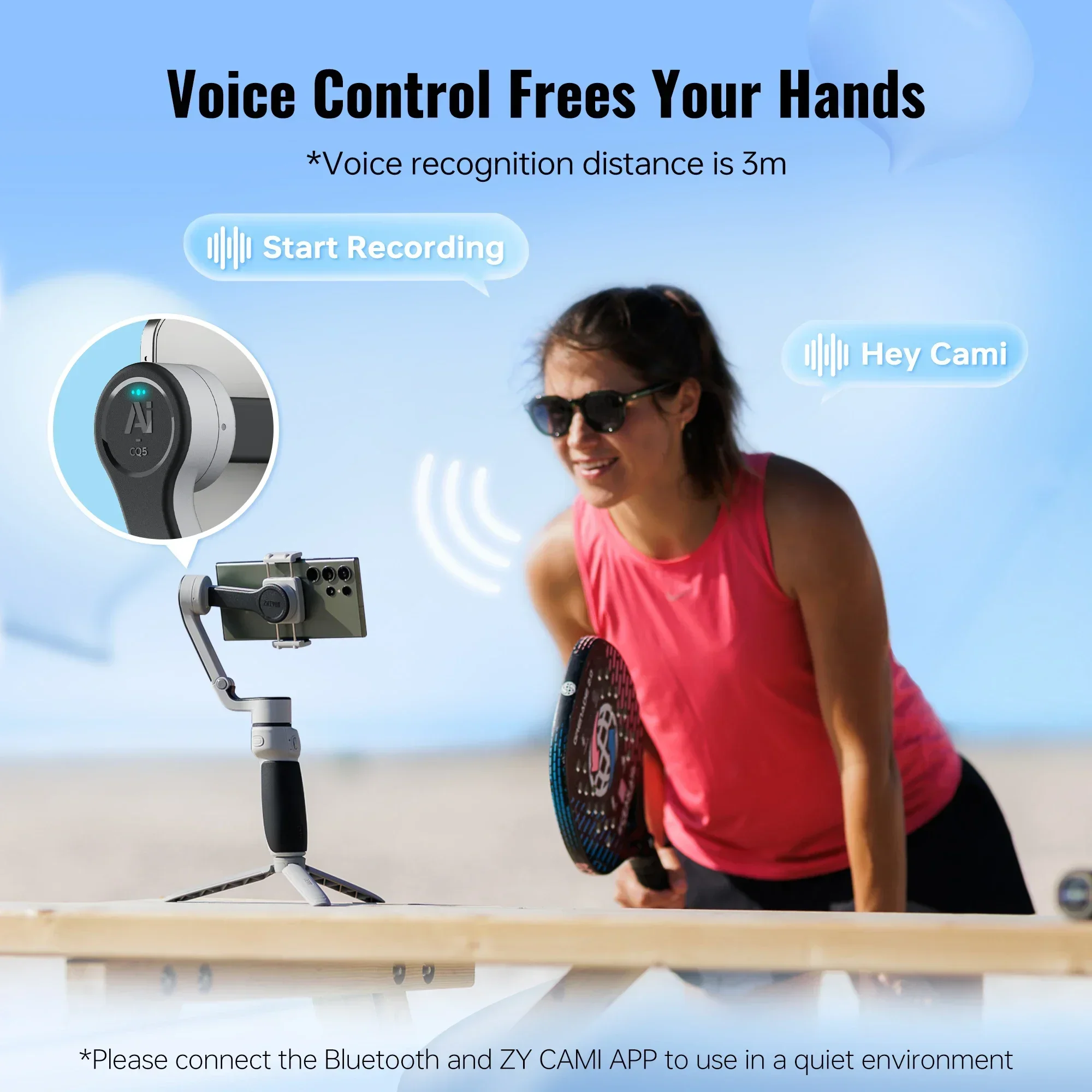 

ZHIYUN CINEPEER CQ5 3-осевой ручной стабилизатор подвеса с выдвижным стержнем для смартфона iPhone Android Запись видео Vlog