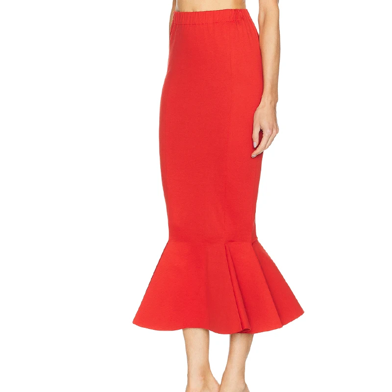 กระโปรงยาวทรงหางปลาเข้ารูปสำหรับผู้หญิงใส่ในช่วงฤดูใบไม้ร่วง เหมาะสำหรับงานปาร์ตี้กลางคืน งานฉลองวันเกิด