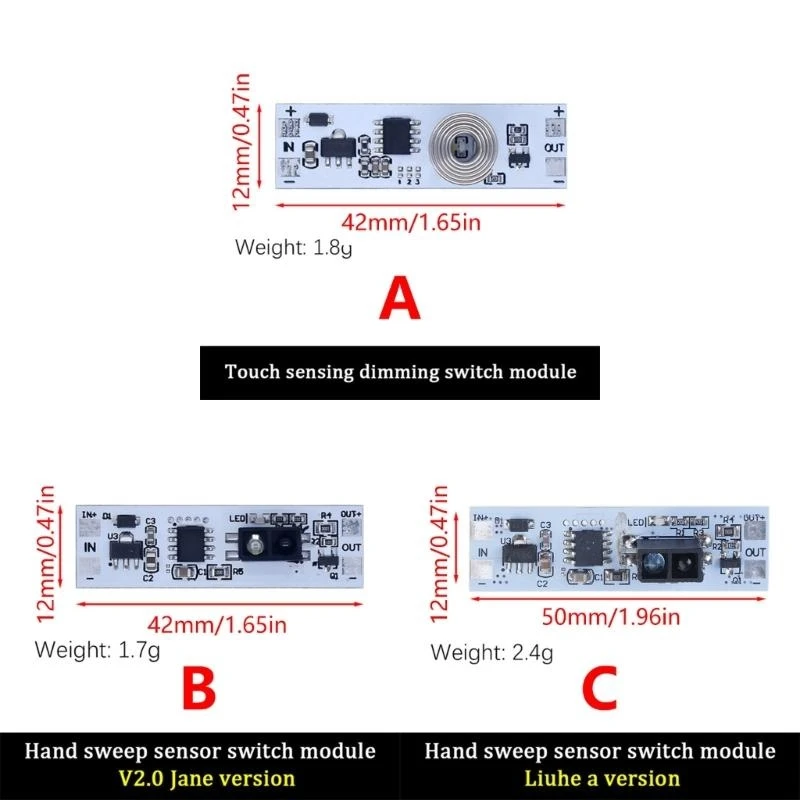 E21E LED مصابيح التحكم في تعتيم مكونات نشطة لخزانة خزانة تبديل اليد وحدة 5V-24V 3A أجهزة استشعار اليد المسح