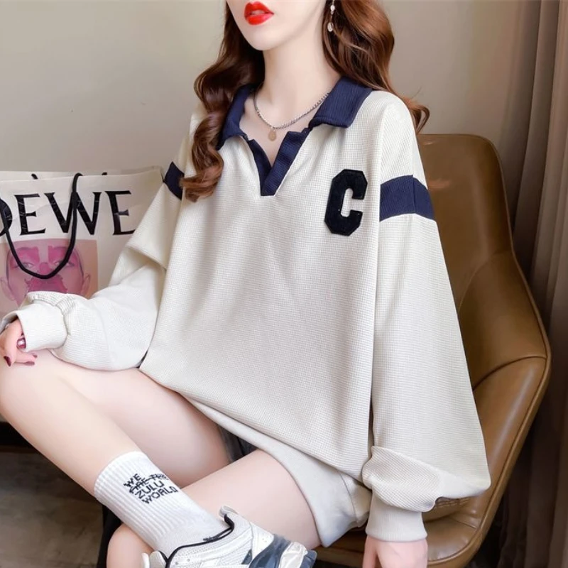 Sudaderas holgadas de manga larga para mujer, ropa Popular coreana estética de alta calidad, Jersey holgado para mujer, primavera y otoño