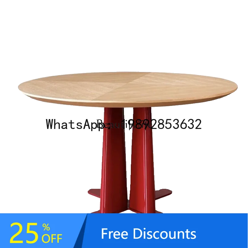 

minimalist medieval round dining table designer art dining table red paint