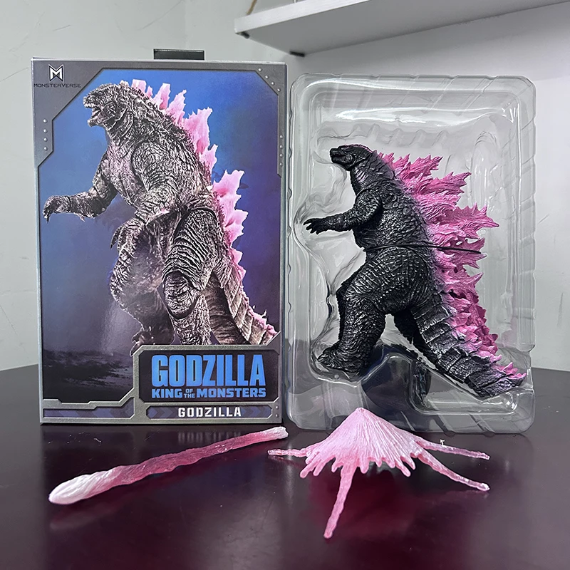 Atomic Blast Shin Gojira Godzilla rey de los monstruos Godzilla evolucionado Ver rosa azul naranja negro espalda 16CM modelo de figura de acción