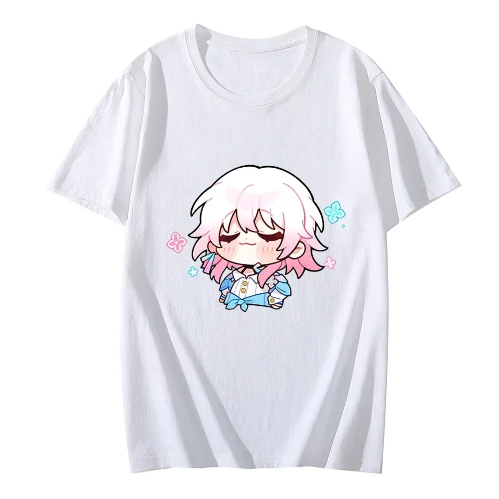 

Honkai Star Rail March 7th T-shirt Women Proud Expression Kawaii Short Sleeve Tee Shirt Harajuku Summer O-Neck Clothing Y2k Top