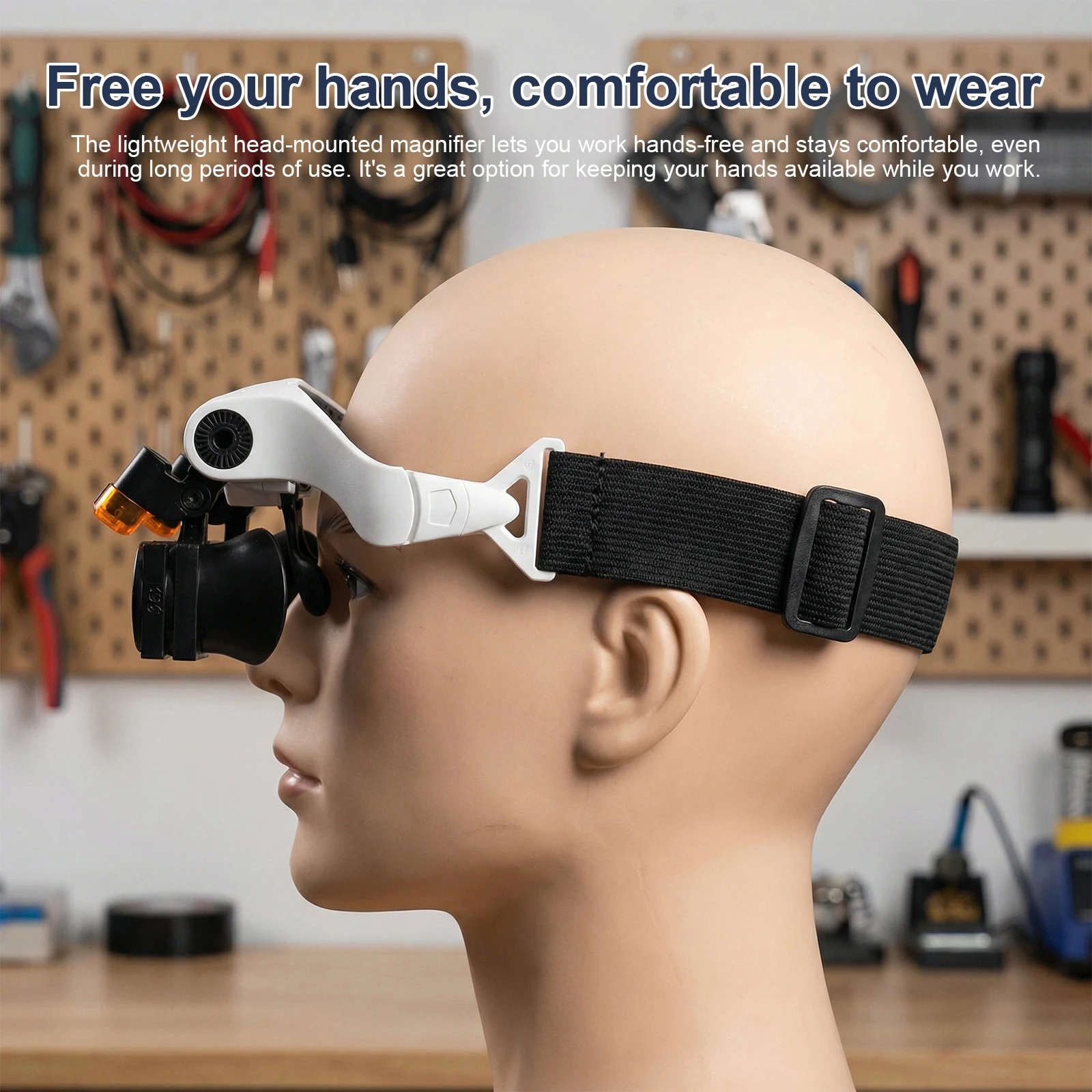 Hands Free Magnifier with LED Light Lighted Magnifier 3X 4X 5X 6X 7X 10X 15X for Jewelry Soldering Craft Electronics Repair