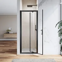 Pivot Swing Shower Door 32in.D x 72 in. H| Shower Door with 1/4 in. Clear Tempered Glass| Pivot Shower Door | Black (Shower Base