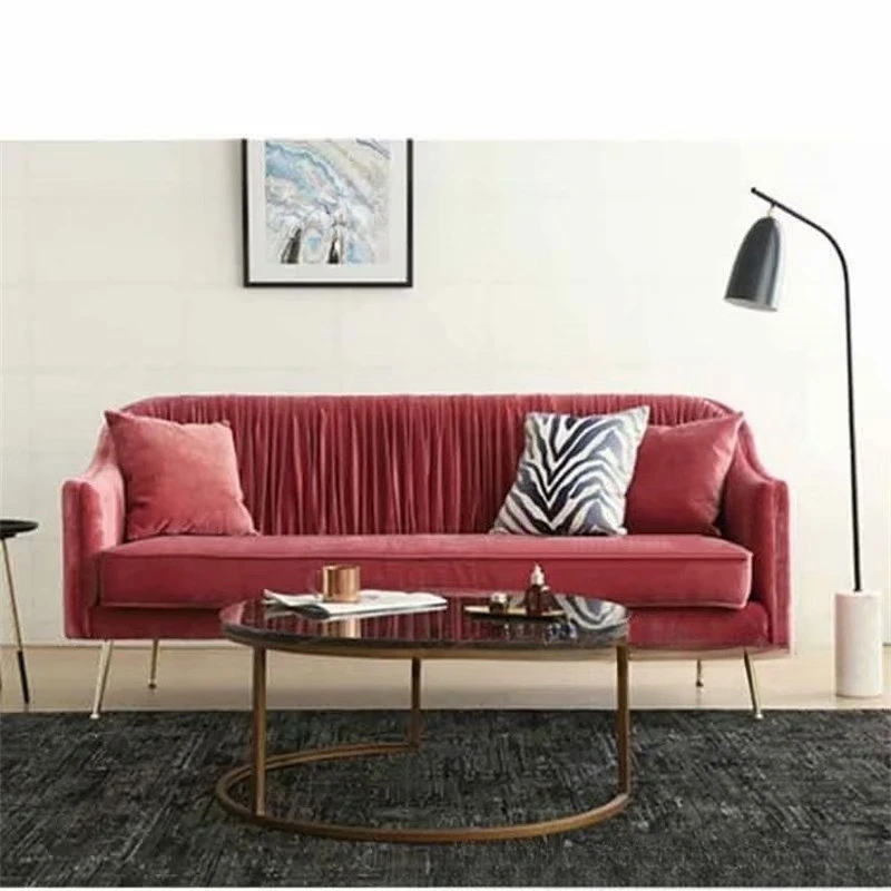 Metal three-person living room flannel soft bag leisure sofa club fashion reception