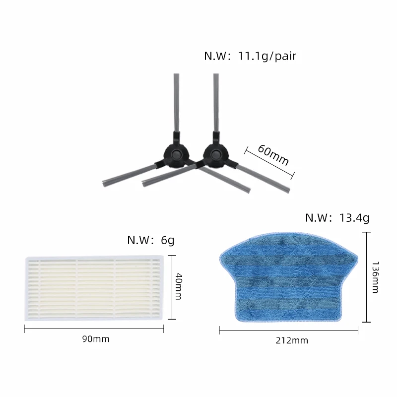 Hepa Filter Side Brush Mop Cloth Rag Kit Replacement for Midea i2 VCR03 Robotic Vacuum Cleaner Spare Part Accessories