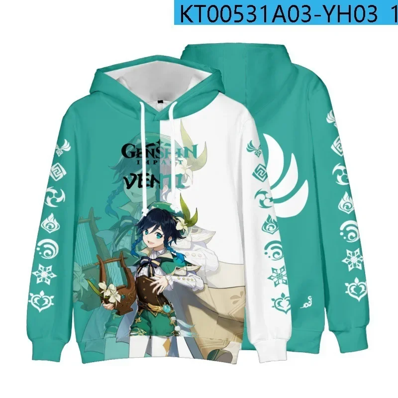 Keqing Xiao Zhongli Game Impact Sweatshirt Harajuku V-Neck Plus size hoodies Comics Style Loose Fans Gift Long-sleeved Shirt