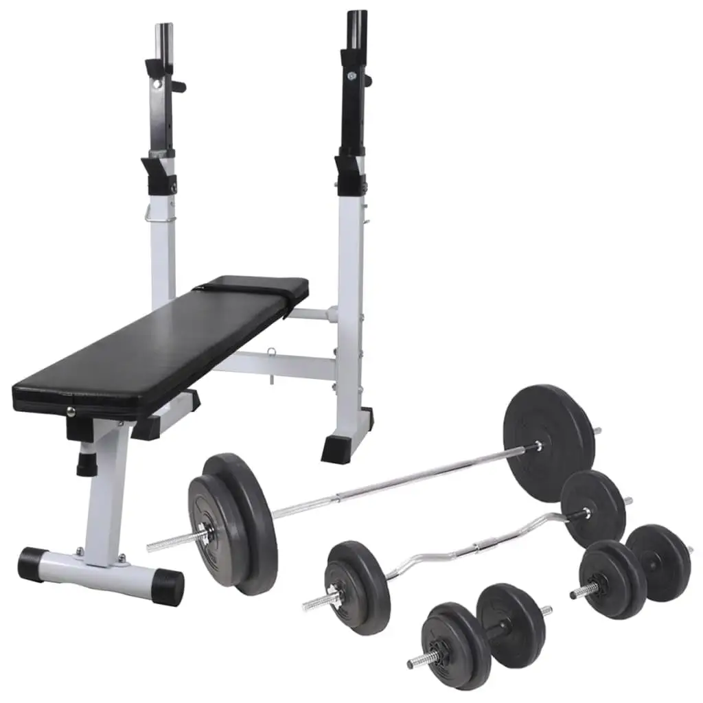 Adjustable Workout Bench Set with Weight Rack, 198.4 lb Barbell & Dumbbell Collection