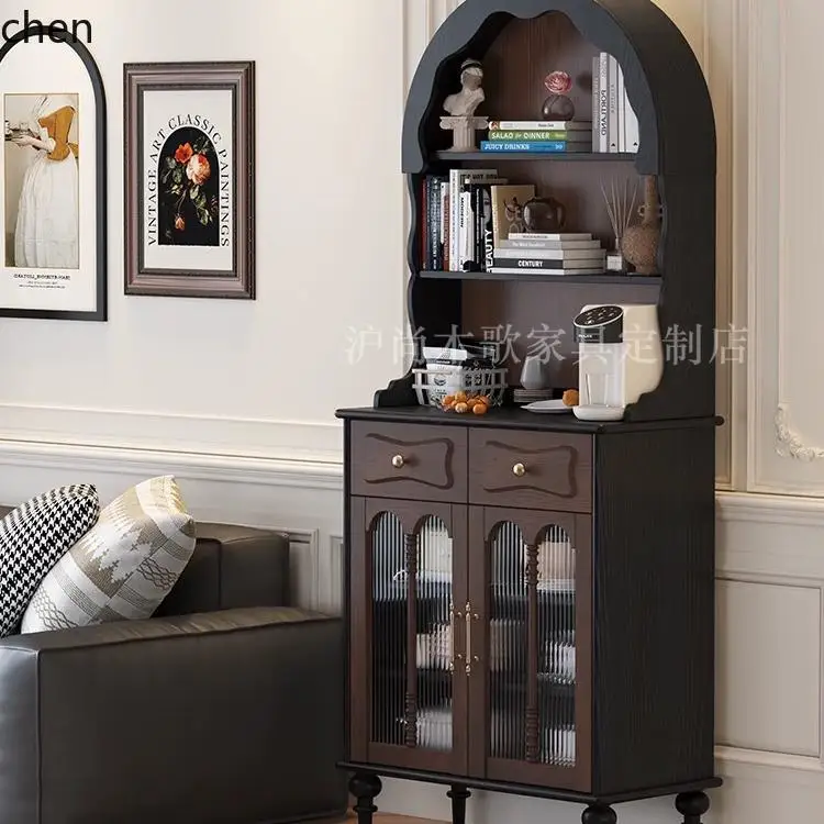 ZMLretro solid wood dining side cabinet integrated against the wall, living room storage cabinet, antique side cabinet