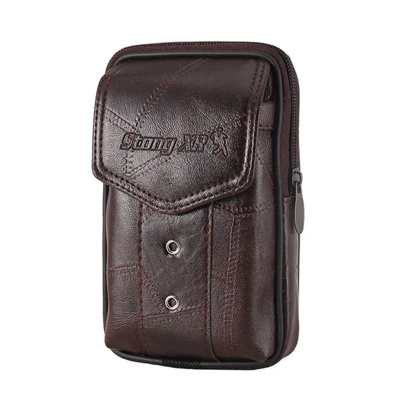 Y166 Men Vintage Leather Waist Bag Phone Sport Belt Hip Belt Loop Holster Wallet Carry for Case Purse