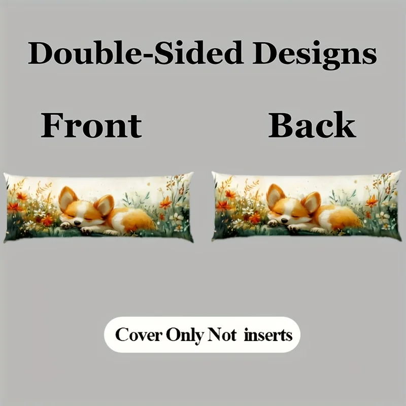 1pc Vintage Floral Pillowcase, 50.8X137.16 cm, Hand Wash Solely, Polyester, Zipper Closure, Decorative Long Lumbar Pillow Cover,