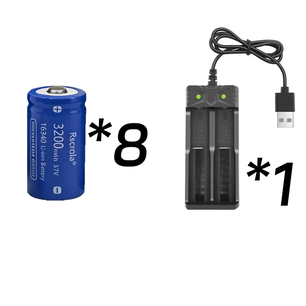 3,7 V 16340 Li-ion batterij 3200 mAh, oplaadbare CR123A-batterijen met oplader, voor Arlo-camera's VMC3030 VMK3200 VMS3330, zaklamp