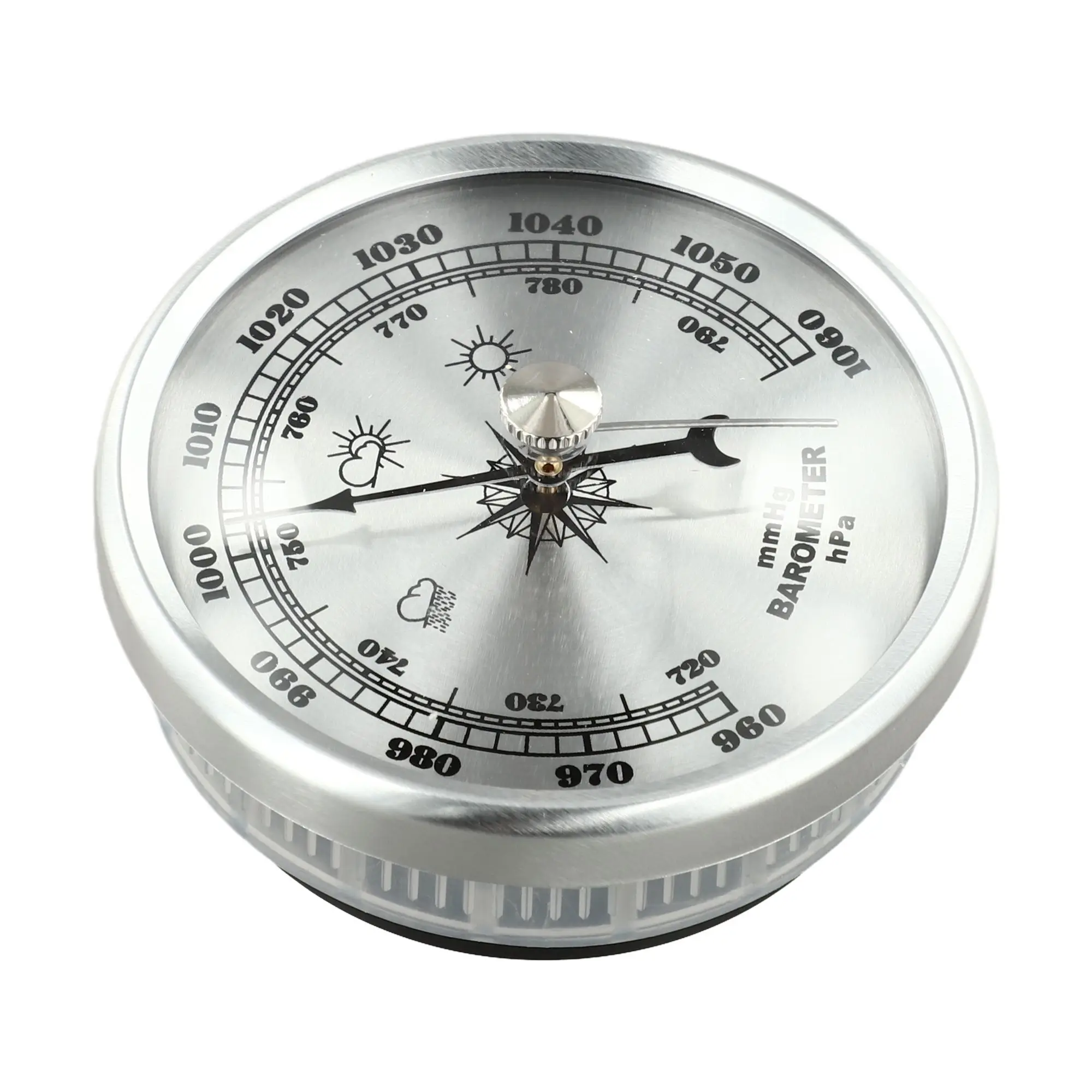 Household Weather Barometer with Mechanical Clock and Metal Frame Featuring Pressure Gauge for Atmospheric Monitoring