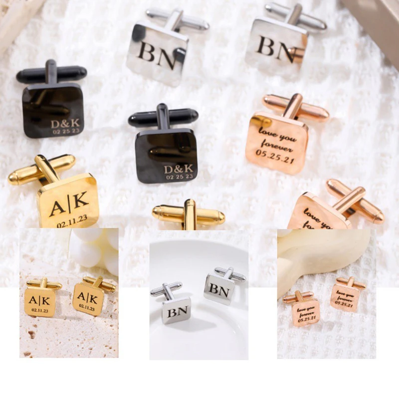 

High Quality Wholesale Cufflink Customized DIY Man Stainless Business Wedding Shirt Cuff Buttons Personalized Accessories Gift
