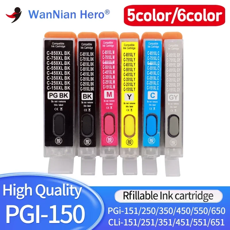 PGI-150 CLI-151 kartridż do drukarki do ponownego napełnienia kartridż do canona PIXMA MG5410 MG5510 MG5610 MG6410 MG6610 IP7210 MX721 IX6810 PGI 150 CLI 151