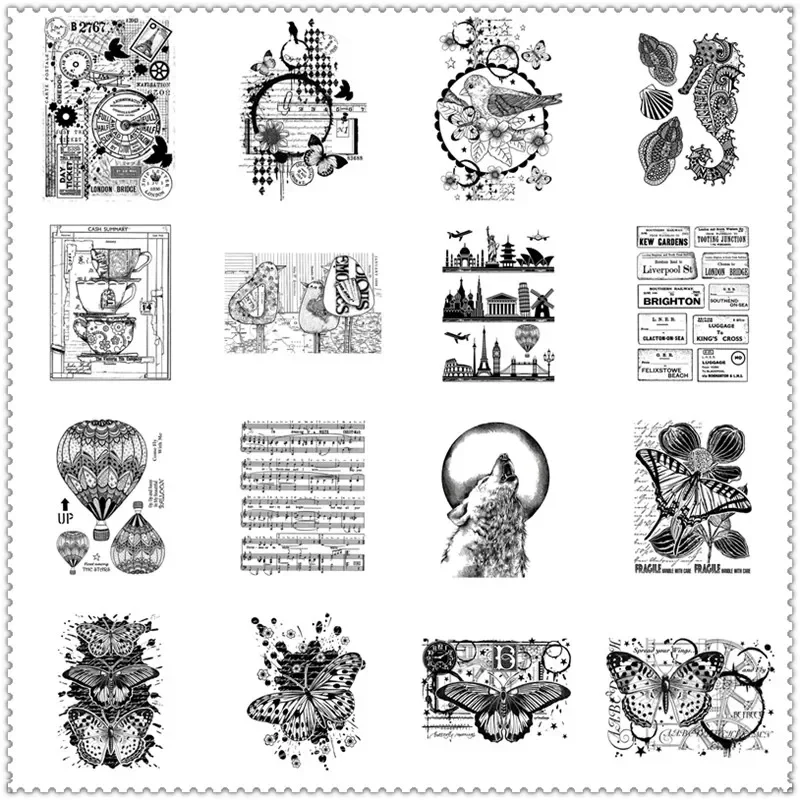 

2022 New DIY Sellos Seal For Scrapbooking Clear Stamps Card Making Seahorse Wolf Butterfly Birds Stamp Account Craft Set
