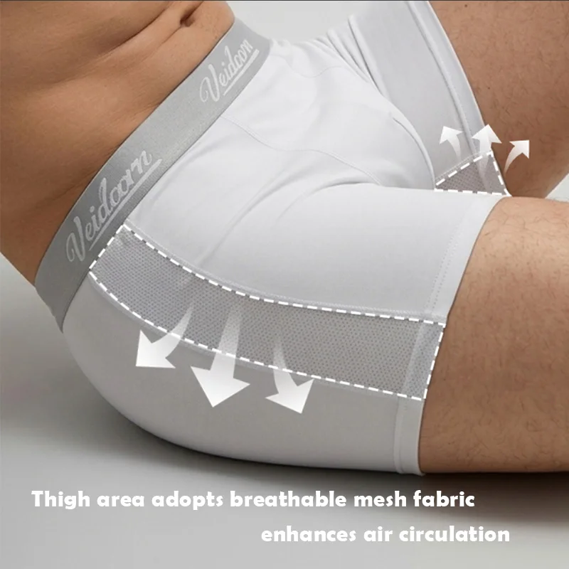 1/3 Pack Men's Sports Underwear Breathable Mesh Fabric Anti‑Roll Edge 7A Antibacterial Crotch Boxer Briefs For Athletic Work