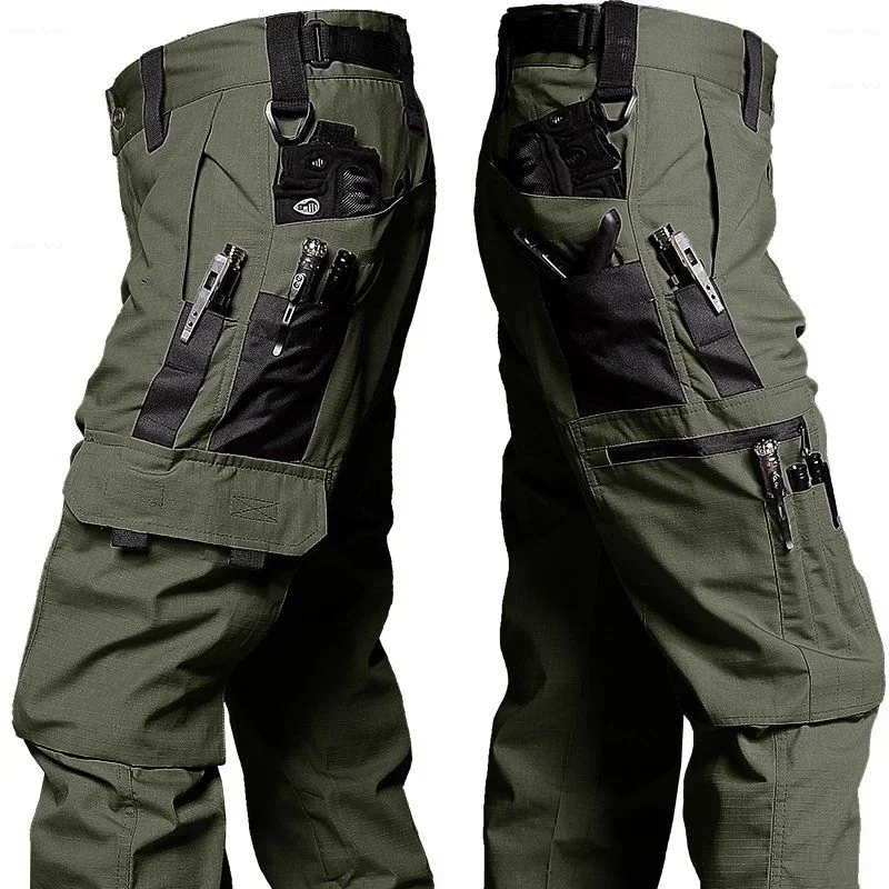 Tactical Hooded Set Men Waterproof Multi-pocket Wear Resistant Cargo Pant Jacket 2Piece Suit Outdoor Special Forces Combat Suits