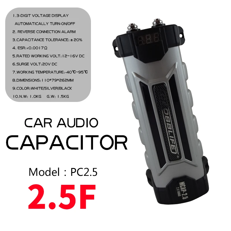 

CEOBBLIFE PTA2.5 Car Audio Digital Display Capacitor Car Audio Accessories Electrolytic Hybrid Capacitor Car Amplifier