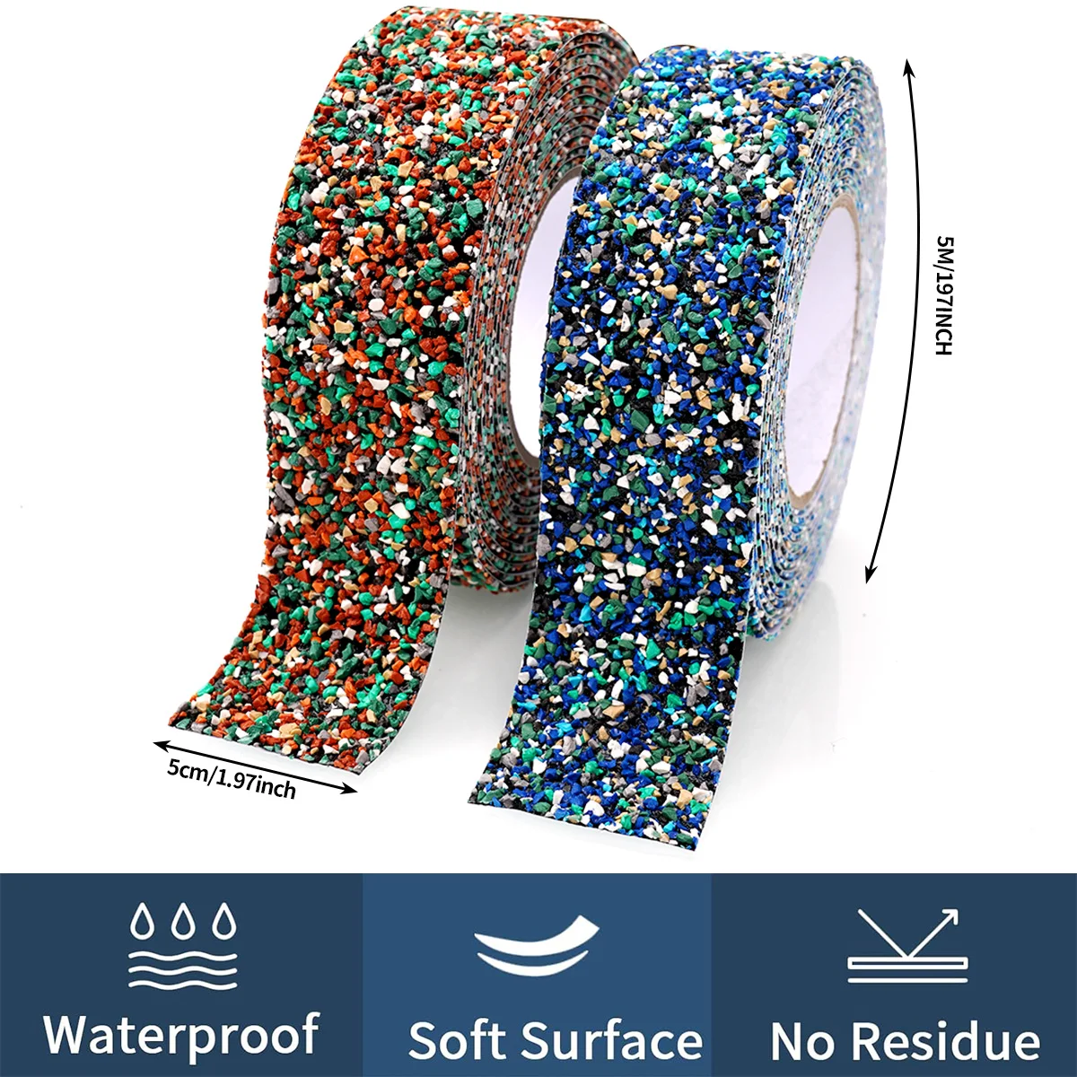Non-Slip Blue Rubber Tape Durable PE Material with Grip Ideal for Indoor Outdoor Stair Tread Tubs Boats Trailways Residue-Free
