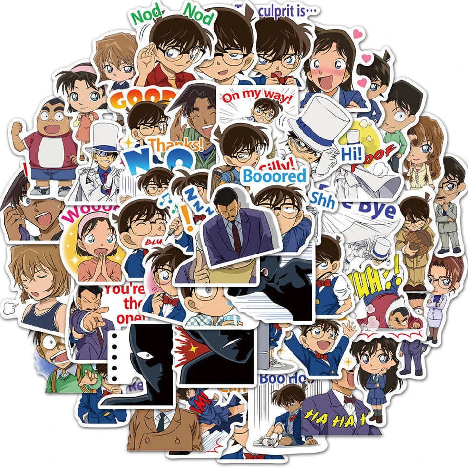 Conan 50Pcs Scrapbooking Phone stickers Laptop Stationery Diary Notepad Book Notebook Shinichi Mouri Ran Kogorou Haibara CNY033