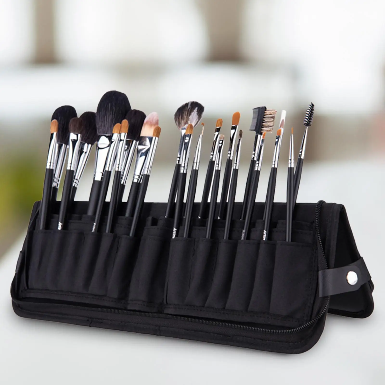 Makeup Brush Case Zipper Design Carrying Bag Brush Holder Dust Proof Makeup Brushes Organizer Bag for Eyebrow Pencil Women Girls