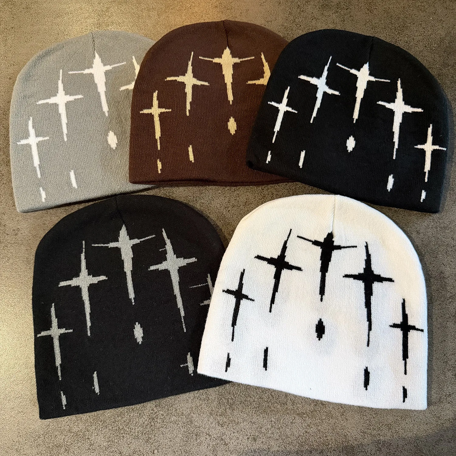 Cross Knitted Hat Autumn/Winter Women's Knitted Hat Fashion Street Retro Hoodie Cold Hat Men