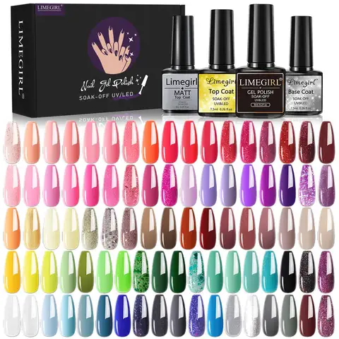21 pièces Kit de vernis à ongles Gel pour débutant 8ML vernis à ongles à paillettes pour Salon de manucure professionnel et fournitures de bricolage d'art à domicile