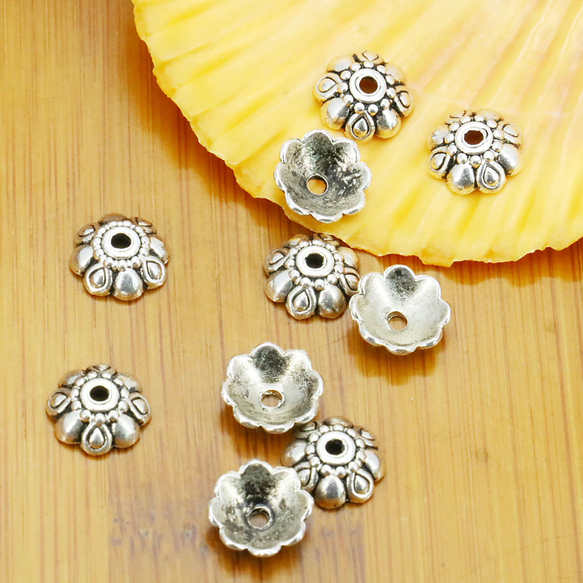 Flower Receptacle End Caps Spacer Beads Finding Accessories For Necklace Bracelet Earrings Jewelry Making 10x3mm 5PCS