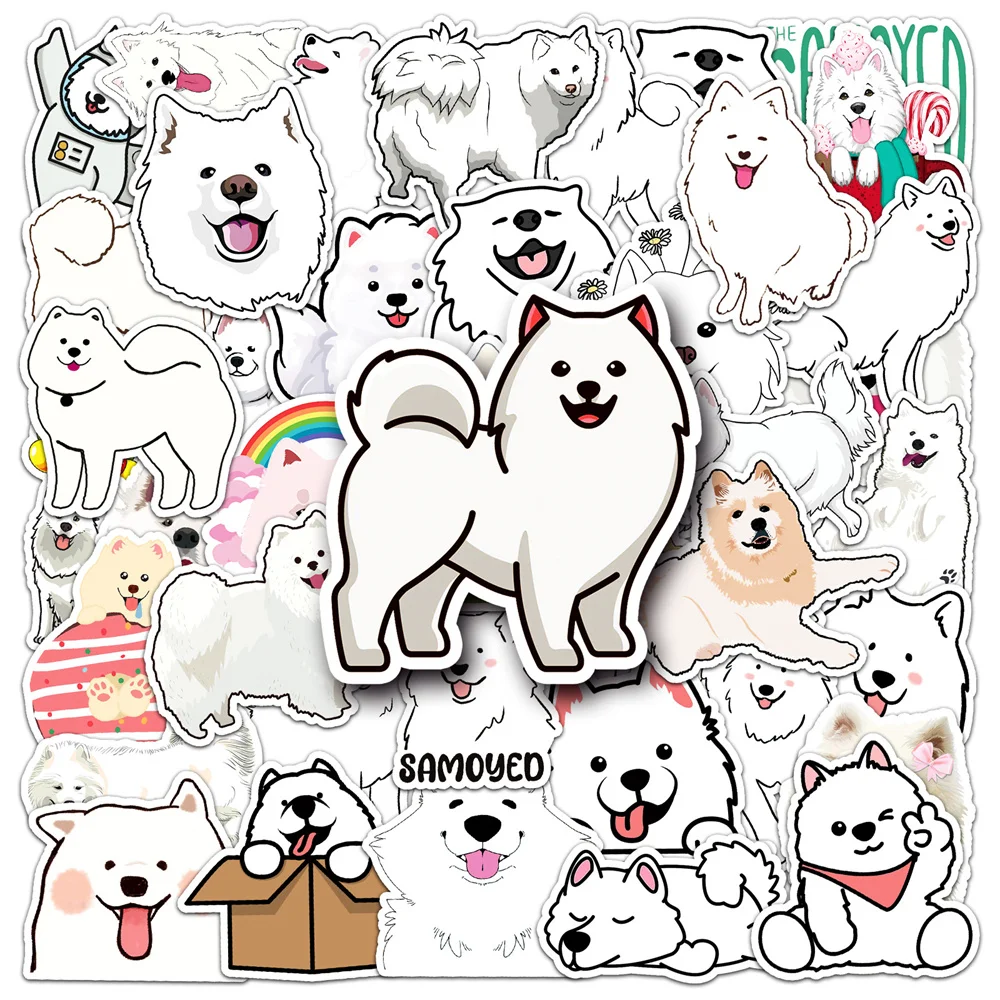 10/30/50PCS Samoyed Cartoon Cute Dog Animal Personality Creative Sticker Phone Desk GuitarSkateboard Waterproof StickerWholesale