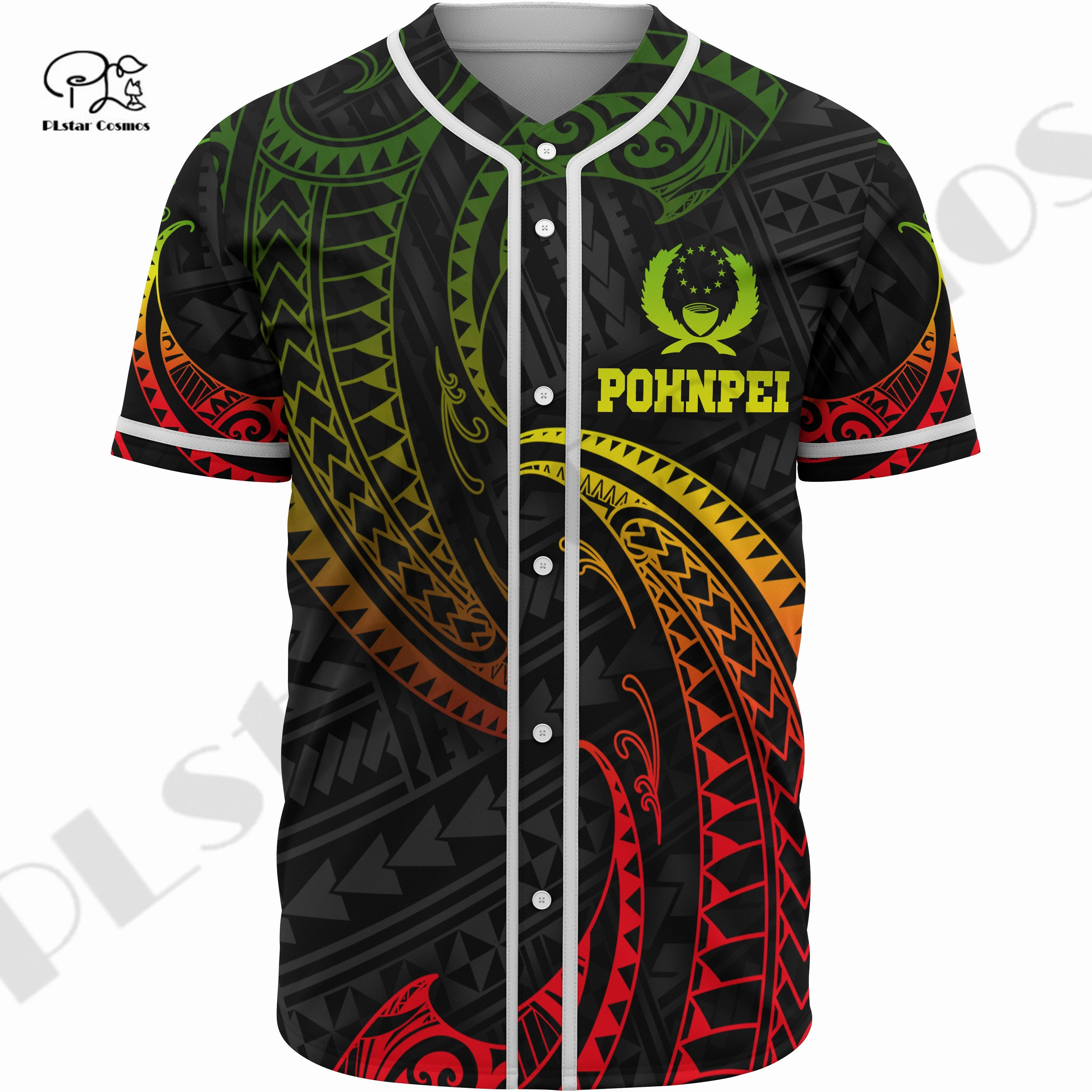 Pohnpei Polynesian Wave Tattoo 3D All Over Printed Men\'s Baseball Shirt Summer Casual Baseball Jersey Unisex hip hop Tops BQS-02