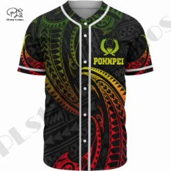 Pohnpei Polynesian Wave Tattoo 3D All Over Printed Men's Baseball Shirt Summer Casual Baseball Jersey Unisex hip hop Tops BQS-02