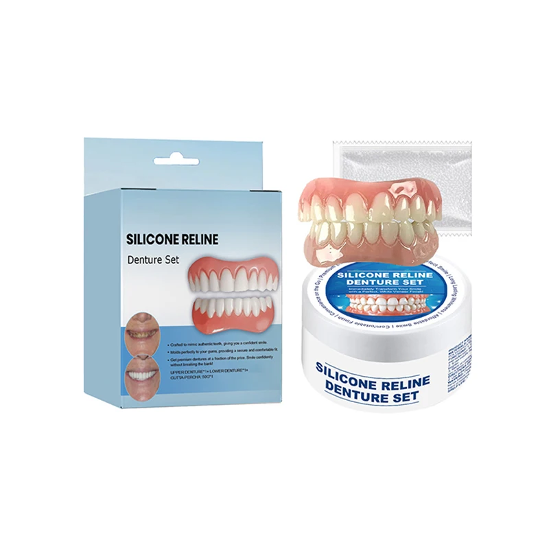 Ensemble de modification de prothèse dentaire, placages supérieurs et inférieurs en silicone, pâte parfaite, ajustement confortable, prothèses orthodontiques temporaires, fausse dent