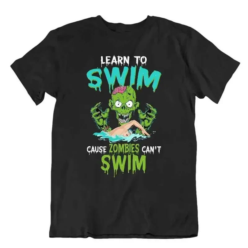 Zombies Swim Tshirt Pun Joke T Shirt Frik Design Tee