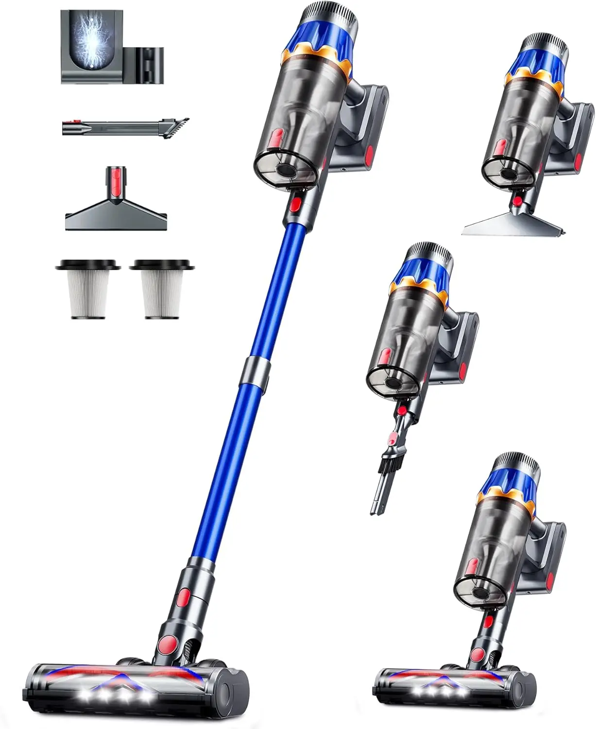 Cordless Vacuum Cleaner 580W 48KPA, 70Min Runtime, Self-Standing, Smart Screen, Pet Hair & Carpet Cleaner