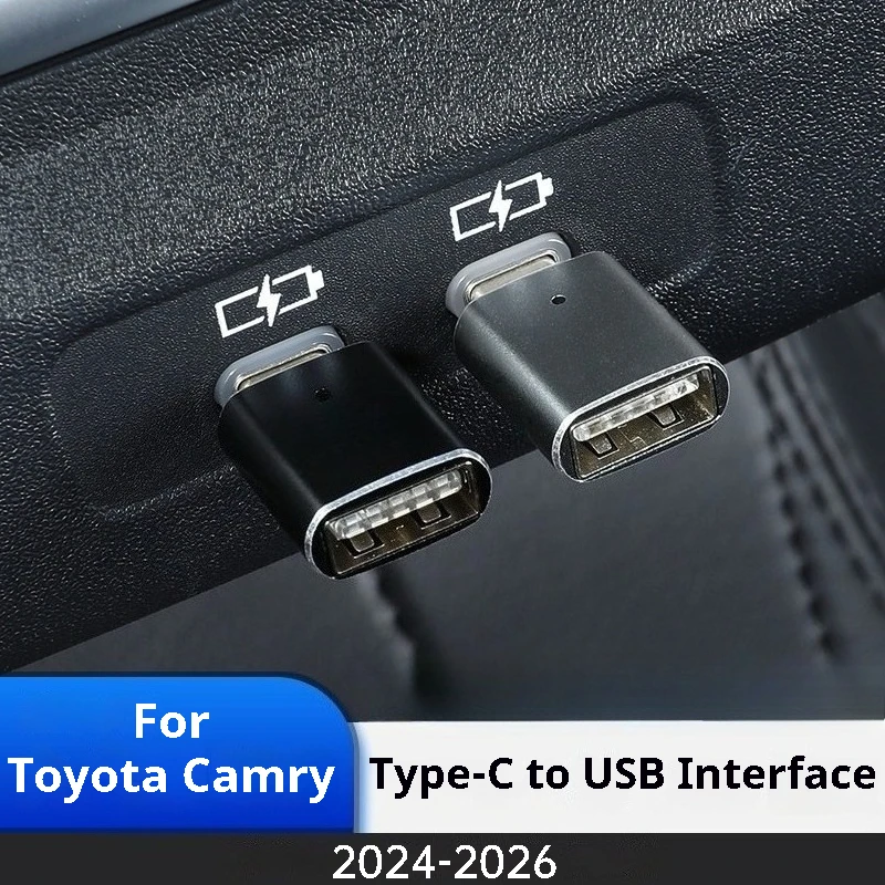 For Toyota Camry Toyota Camry Hybrid 24-26 Type C Adaptor Car Charger Adapter to USB with LED Interior Accessories