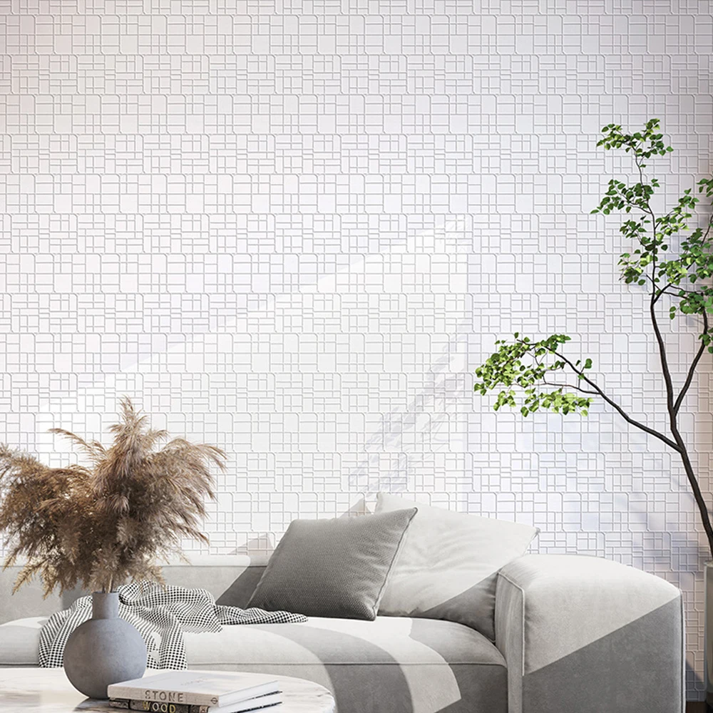 Nordic Minimalist White Gray Geometric Lattice Wallpaper Living Room Bedroom Study Background 3D Grid Wallpaper High Quality New